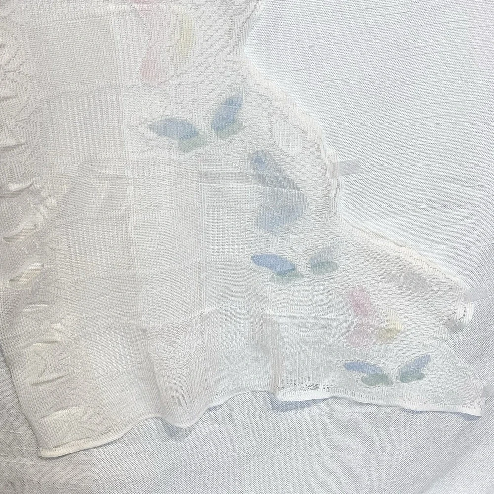 VTG Butterfly Bird Colored‎ Sheer Lace Curtain Valance 28